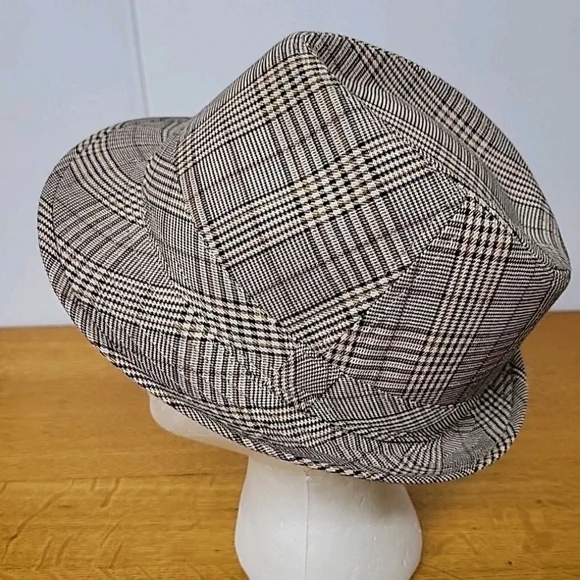 Anoma Woman’s Brown Plaid Fedora Hat Size  100% Cotton 7⅛(22") - Picture 7 of 10